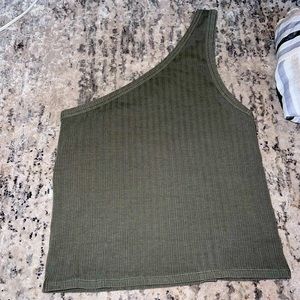 One shoulder green tank top